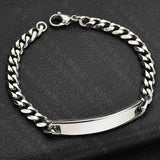 Personalized Stainless Steel Bracelet Men Name Text Smooth Curved Bracelets Gift