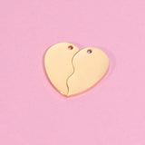 Custom Stainless Steel Broken Heart Charms - DIY Split Heart Jewelry - 10sets