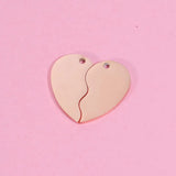 Custom Stainless Steel Broken Heart Charms - DIY Split Heart Jewelry - 10sets