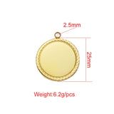 Stainless Steel Circle Rope Border Charms Round Tray Pendant 10pcs