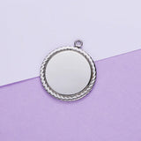 Stainless Steel Circle Rope Border Charms Round Tray Pendant 10pcs