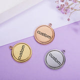 Stainless Steel Circle Rope Border Charms Round Tray Pendant 10pcs