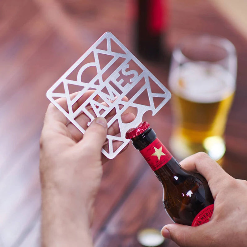 Personalized Stainless Steel Coaster Bottle Opener