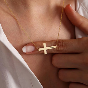 Custom Stainless Steel Cross Name Pendant Necklace