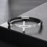 Personalized Stainless Steel Cross Engraved Name Men Bracelets