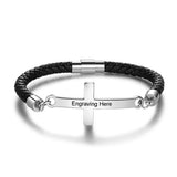 Personalized Stainless Steel Cross Engraved Name Men Bracelets