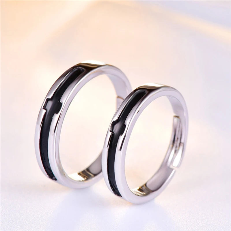 Personalized Enamel Couples Rings Set