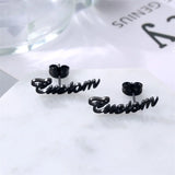 Personalized Stainless Steel Name Earrings For Women Girls Rose Silver