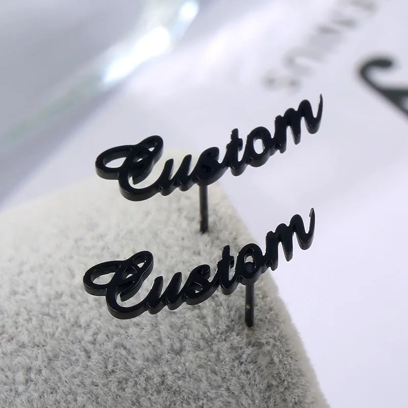 Personalized Stainless Steel Name Earrings For Women Girls Rose Silver