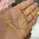 Personalized 2 Name Necklace with Heart Pendant for Love Gift