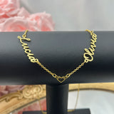 Personalized 2 Name Necklace with Heart Pendant for Love Gift