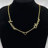 Personalized 2 Name Necklace with Heart Pendant for Love Gift