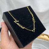 Personalized 2 Name Necklace with Heart Pendant for Love Gift