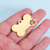 Personalized Stainless Steel Dog Bone Paw Charms 20pcs