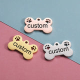 Custom Stainless Steel Dog ID Tag with Paw Cut Out Charms