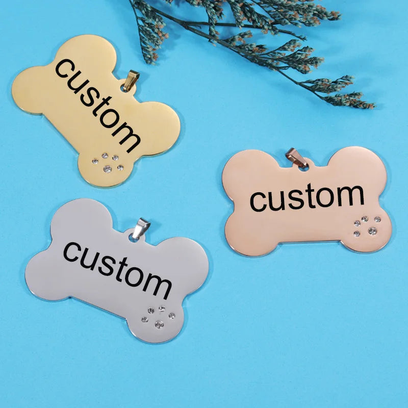 Stainless Steel Dog Tag Bone Shape Keychain Pendant
