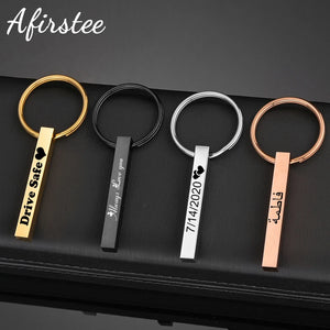 Personalized Stainless Steel Name Keychain Square Pendant