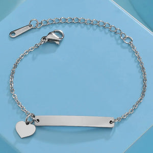 Personalized Baby Name Bracelet - Custom Engraved Stainless Steel Date Nameplate