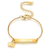 Personalized Baby Name Bracelet - Custom Engraved Stainless Steel Date Nameplate