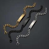 Custom Stainless Steel Name Bracelet Engraved Date DIY Men Boy Jewelry