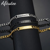 Custom Stainless Steel Name Bracelet Engraved Date DIY Men Boy Jewelry