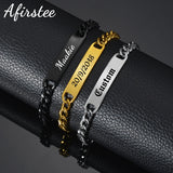 Personalized Stainless Steel Name Bracelet Engrave Date DIY Men Boy Jewelry