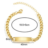 Personalized Stainless Steel Name Bracelet Engrave Date DIY Men Boy Jewelry