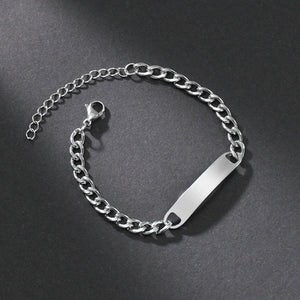 Personalized Stainless Steel Name Bracelet Engrave Date DIY Men Boy Jewelry