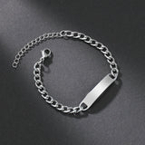 Personalized Stainless Steel Name Bracelet Engrave Date DIY Men Boy Jewelry