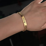 Personalized Stainless Steel Name Bracelet Engrave Date DIY Men Boy Jewelry