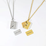 Personalized Love Locket Envelop Necklace with Secret Message