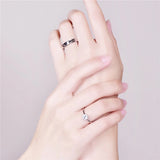 Stainless Steel Couples Wedding Rings Set with Studs