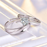 Stainless Steel Couples Wedding Rings Set with Studs