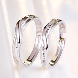 Stainless Steel Wedding Rings Set with Studded Design