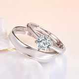 Stainless Steel Couples Wedding Rings Set with Studs