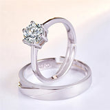 Stainless Steel Couples Wedding Rings Set with Studs