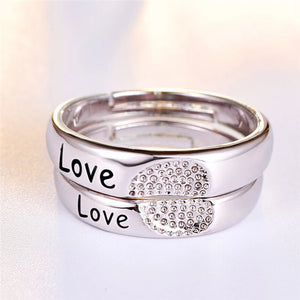 Personalized Stainless Steel Two Hearts Beat as One Spinning Ring Set