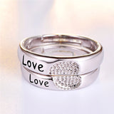 Personalized Stainless Steel Two Hearts Beat as One Spinning Ring Set