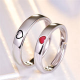Stainless Steel Love Couple Red Heart Ring Wedding Ring 2pcs