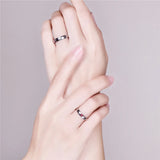 Stainless Steel Love Couple Red Heart Ring Wedding Ring 2pcs
