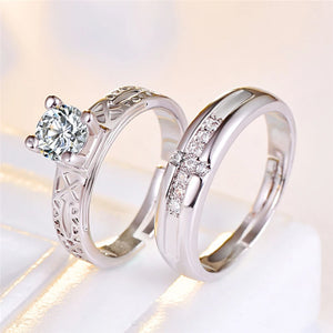 Customizable Tower & Cross Wedding Rings Set