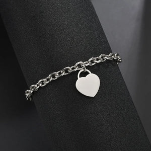 Custom Stainless Steel Heart Bracelet for Women Engrave Name Photo Logo