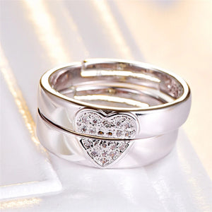 Personalized Stainless Steel Heart Couple Set Promise Ring