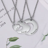 Personalized Stainless Steel Heart Necklace with 3 Names