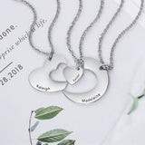 Personalized Stainless Steel Heart Necklace with 3 Names