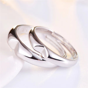 Personalized Stainless Steel Heart-shaped Wedding Ring Set, 2pcs/pair