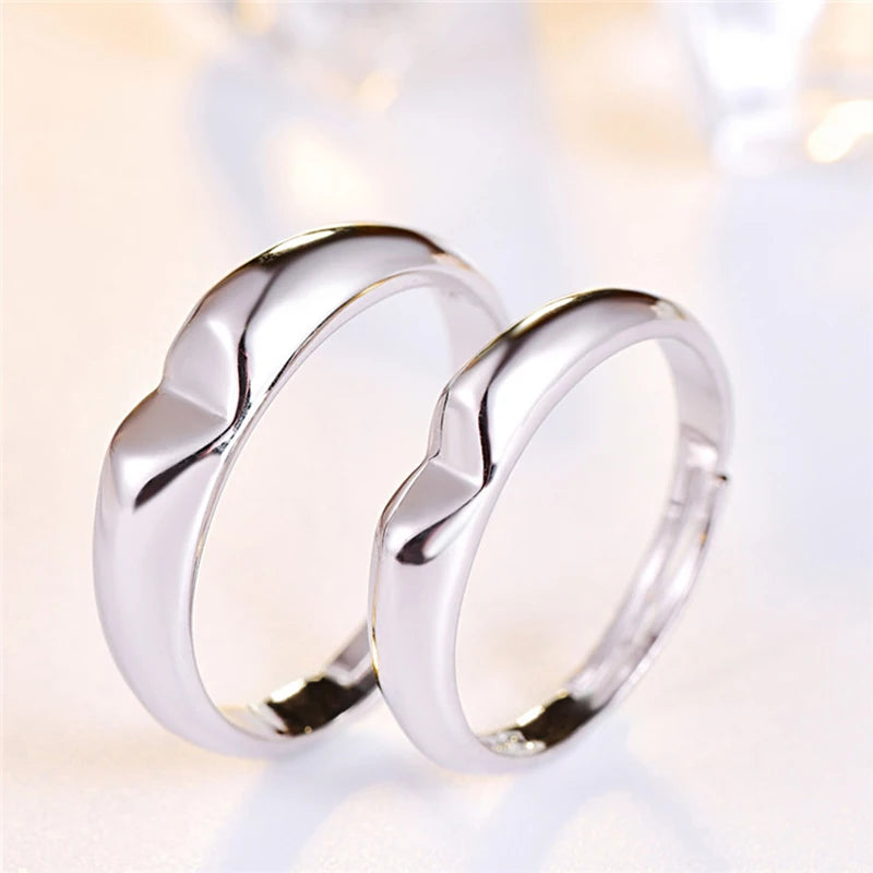 Personalized Stainless Steel Heart-shaped Wedding Ring Set, 2pcs/pair