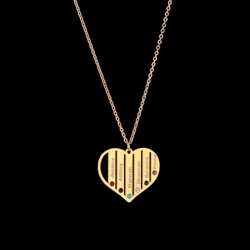 Personalized Heart Necklace Engrave Name Zircon Pendant Lover Gift