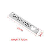 20pcs Personalized Stainless Steel Heart Bar Neck Pendant DIY Jewelry Findings
