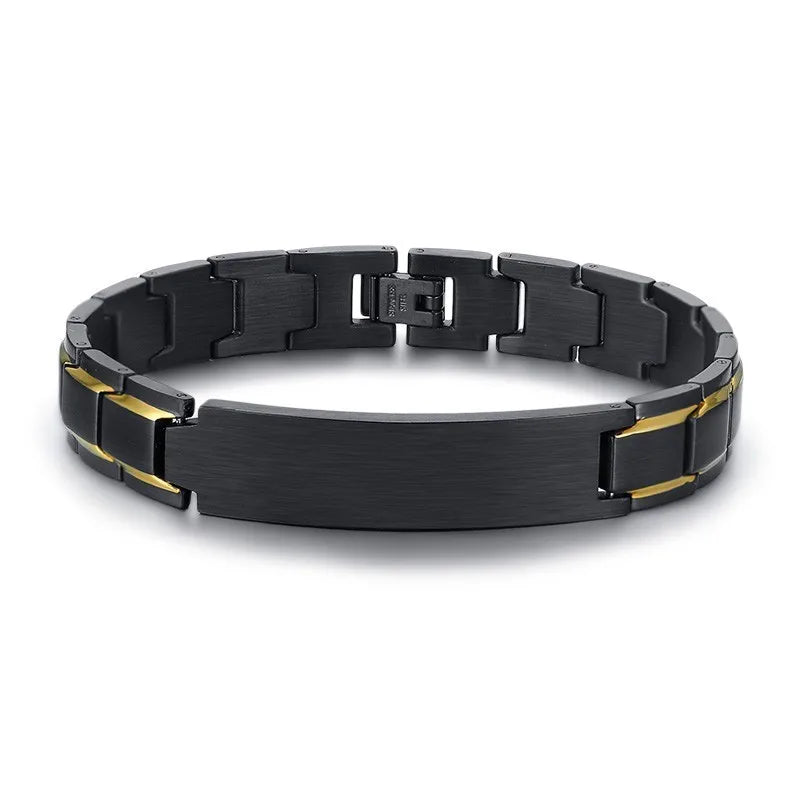 Personalized Stainless Steel ID Bracelet Watch Mens Bangle
